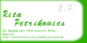 rita petrikovics business card